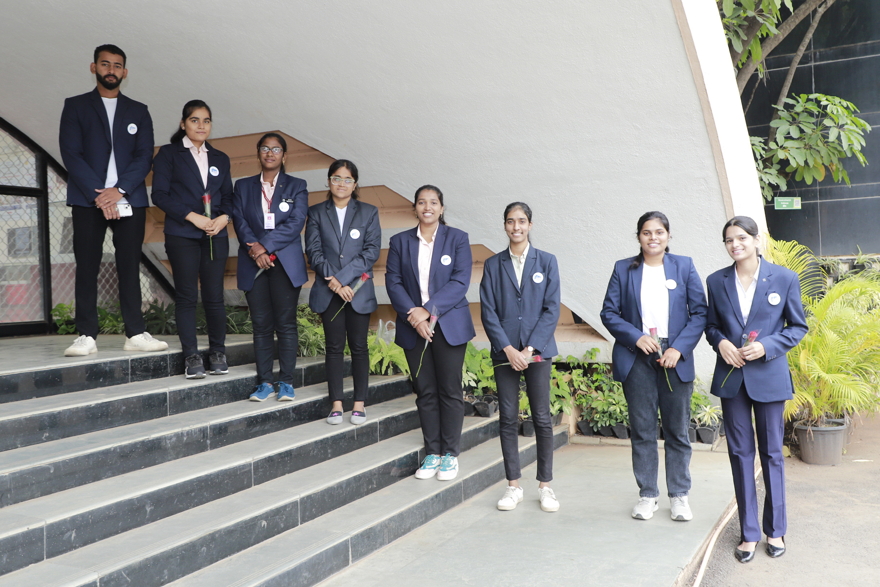 Student representatives on the campus steps